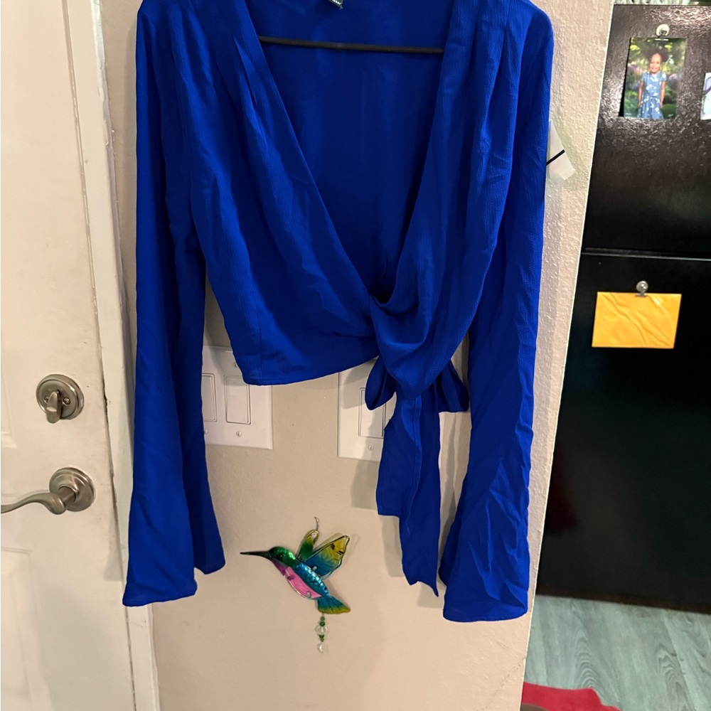 Windsor Royal Blue Tie-Front Blouse